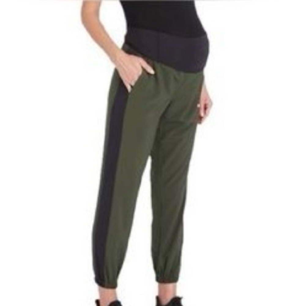Isabel Maternity by Ingrid & Isabel Green Joggers with Black Panels